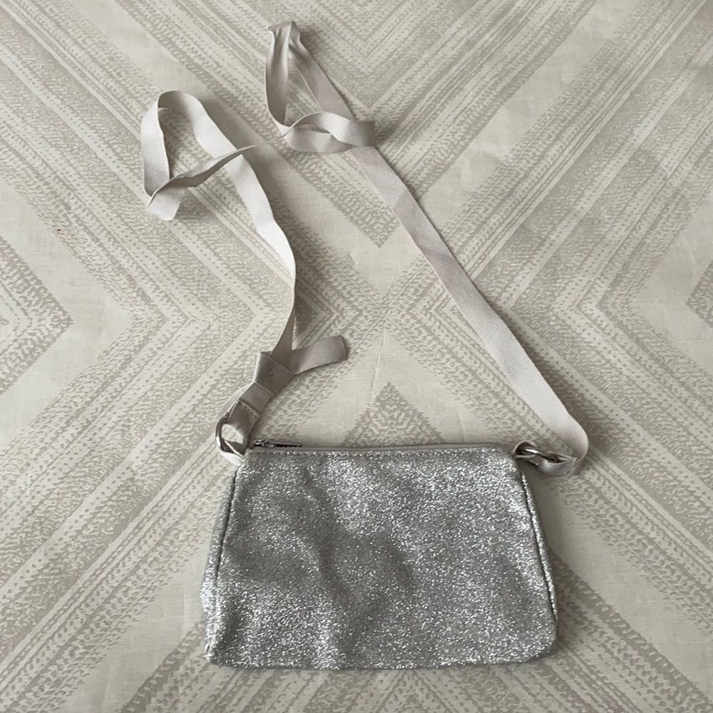 Crewcuts Girls Little Silver Sparkle Ribbon Handle Bag